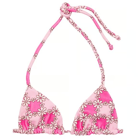 Frankie's Bikinis Tia Terry Pink Daisy String Bikini M - Picture 3 of 5